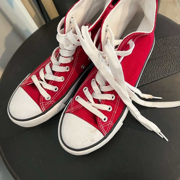 Declaration Boutique Shoes - Declaration Boutique NWOT Canvas Red Hightop sneakers